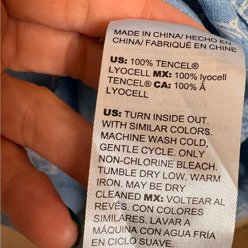 Chico’s Blue Floral Chambray Shirt Dress Coastal Casual Button Front Size 1 (M) - Image 6