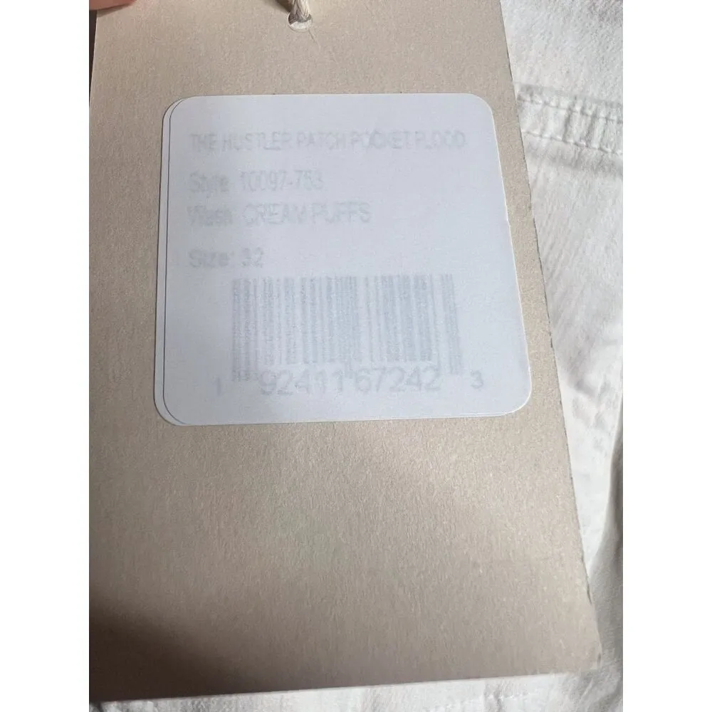 NWT Mother The Hustler Patch Pocket Flood Jean in Cream‎ Puff White Size 32 - Image 8