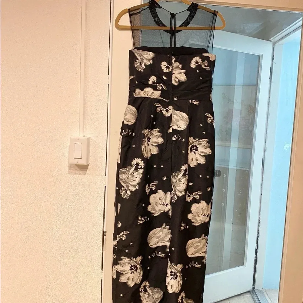 Rickie Freeman for Teri Jon Jacquard Floral Gown Size 6 EUC Black - Image 4