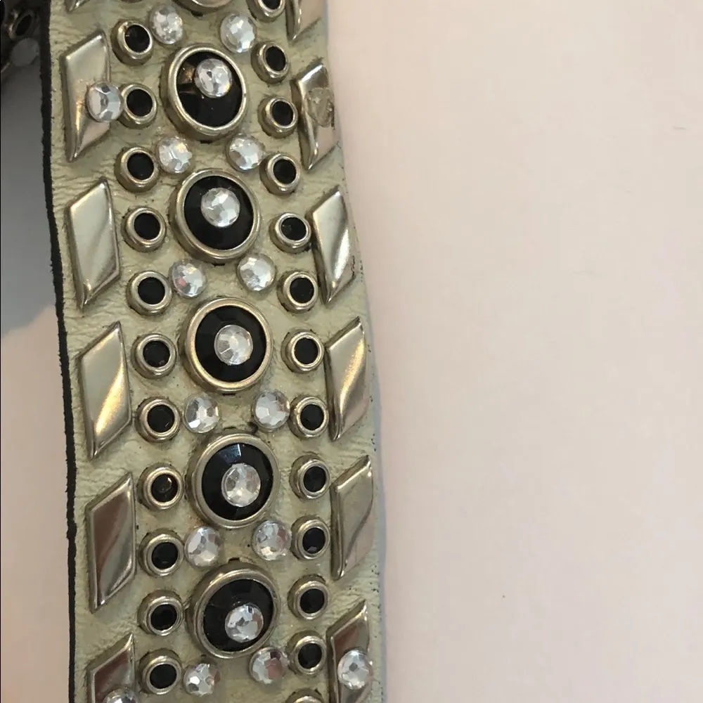 Western Rhinestone Crystal Genuine Leather Belt S Cowlgirl Up Silver Rodeo Queen - Image 3