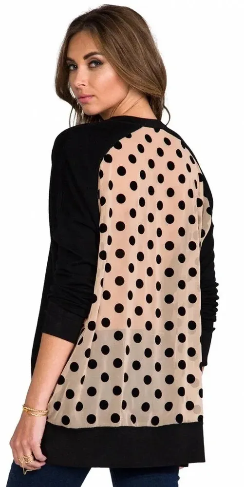 Derek Lam 10 Crosby Runway Oversized Crew Neck Black Nude Dot Back Size Small - Image 1