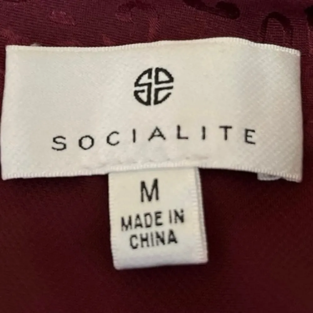 Socialite Red Silk Satin Leopard Print Flare Side Slit A-Line Slip Skirt Size M - Image 4