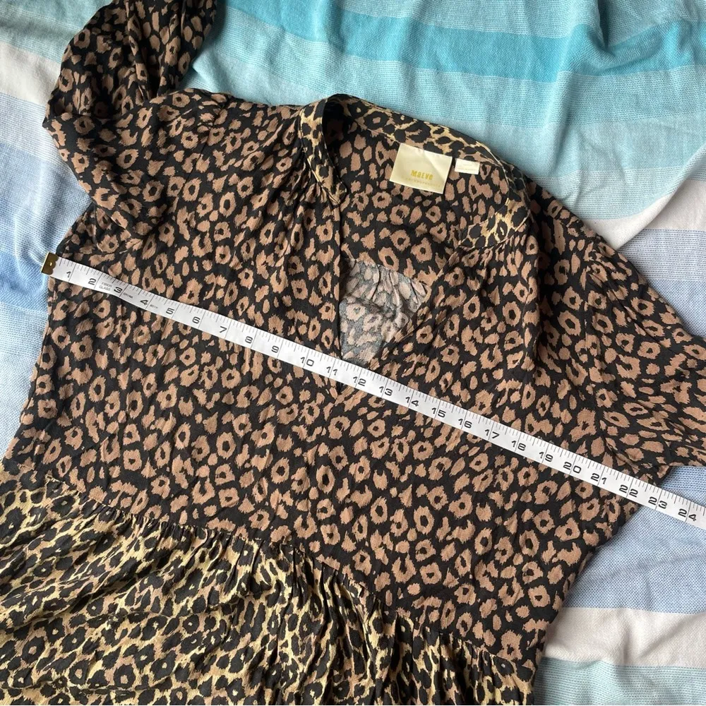 Maeve by Anthropologie Leopard Print Flowy 3/4 Sleeve Mini Dress Medium - Image 5