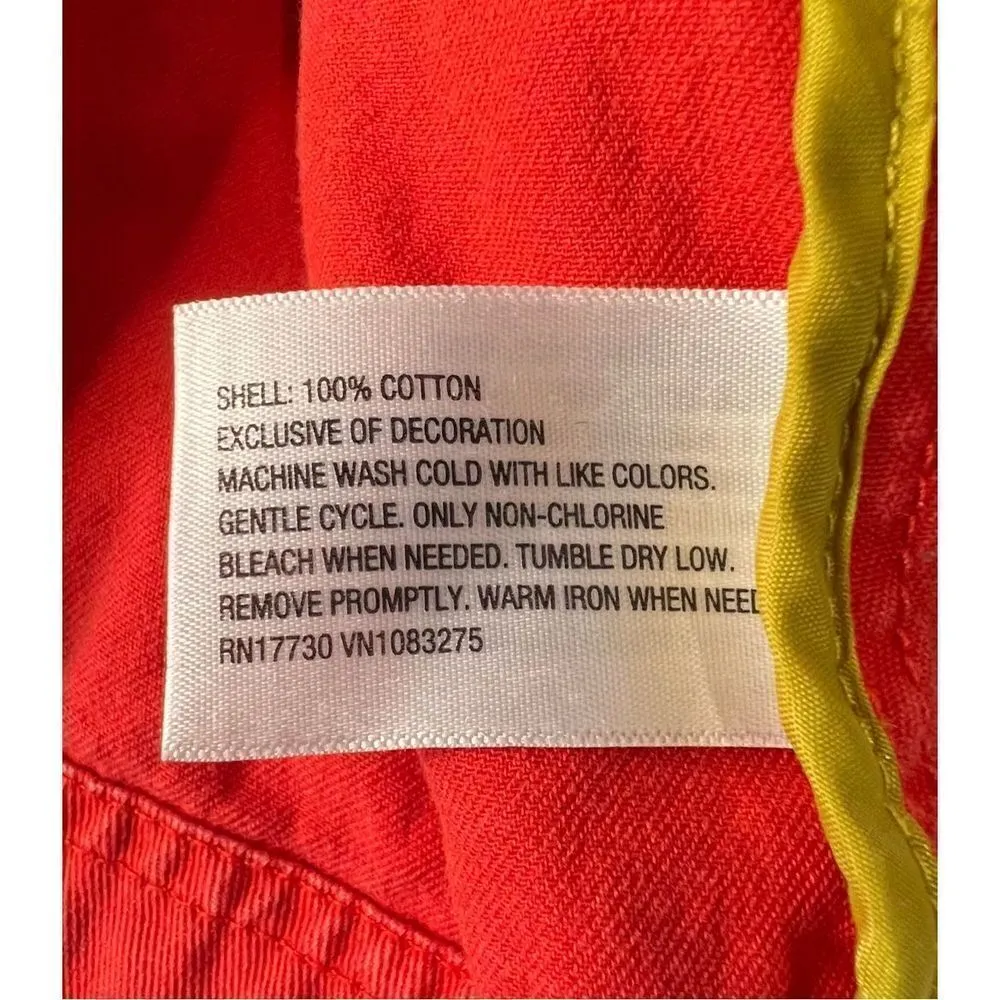 Mossimo Bright Orange Denim Hooded Zip Up Jacket With Lots Of Pockets Size XXL - Image 6