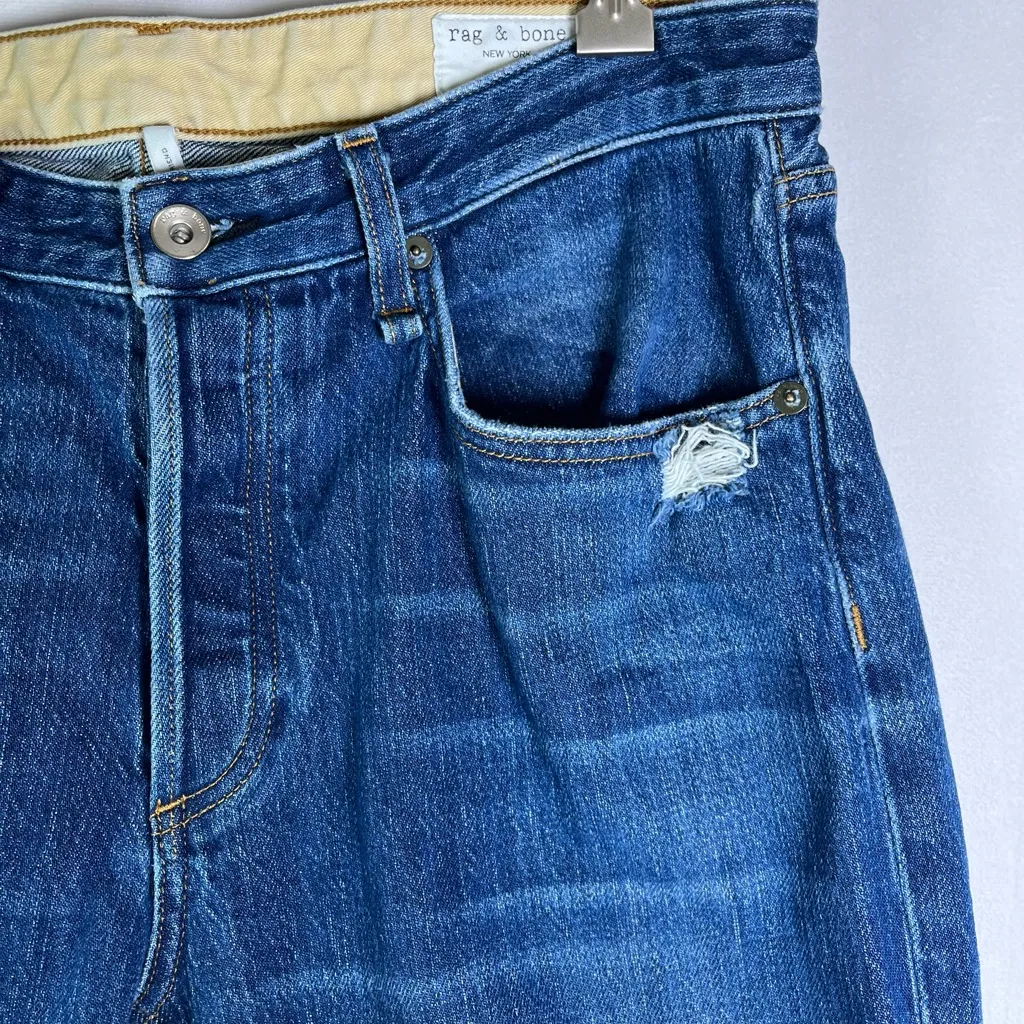 Rag & Bone Women Rosa Mid Rise Jean 28” Distressed Raw Hem Embroider Heart Patch - Image 6