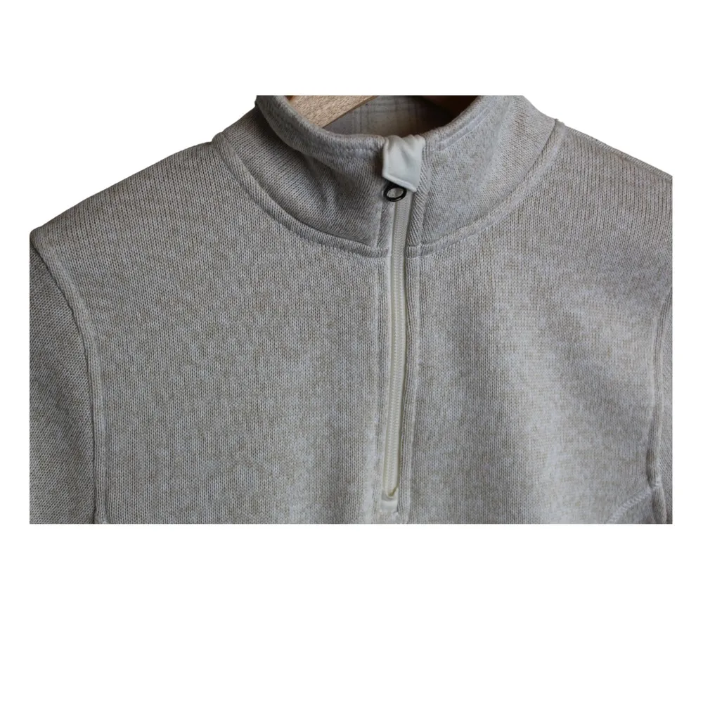 Eddie Bauer Women's Fleece Pullover XS 1/4 Zip Collar‎ Oatmeal Beige Pockets - Image 3