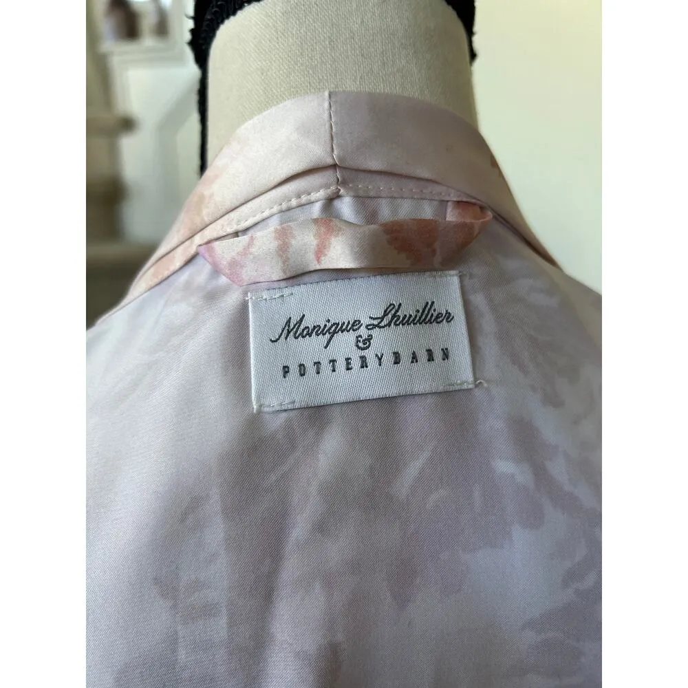 Pottery Barn & Monique Lhuillier Pink Satin Floral Kimono Robe - Image 7