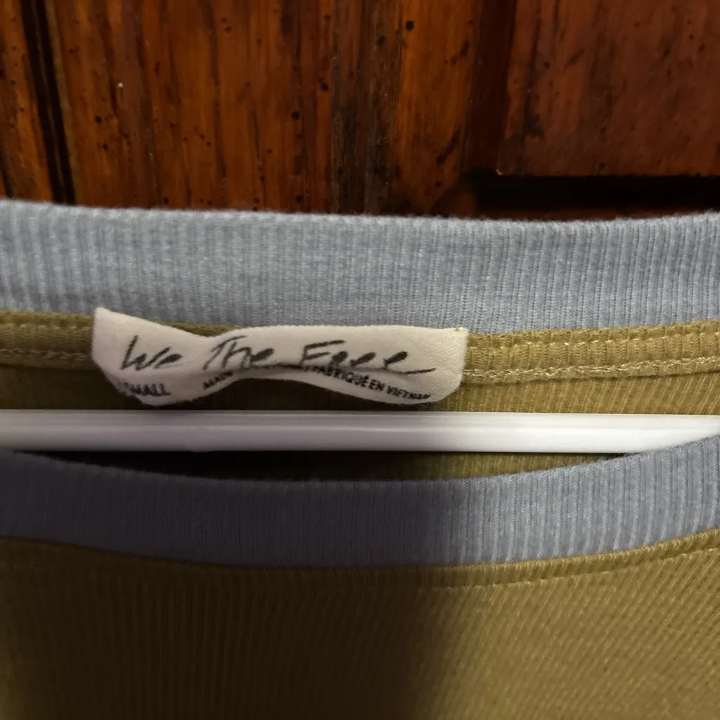 We The Free  Olive and Gray Patchwork Sweatshirt - Image 4