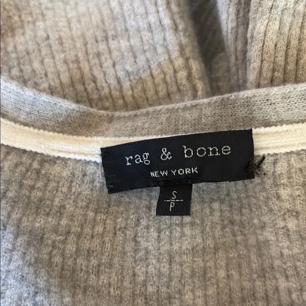 rag & bone Grey Cardigan Cashmere Sweater V-Neck - Image 3