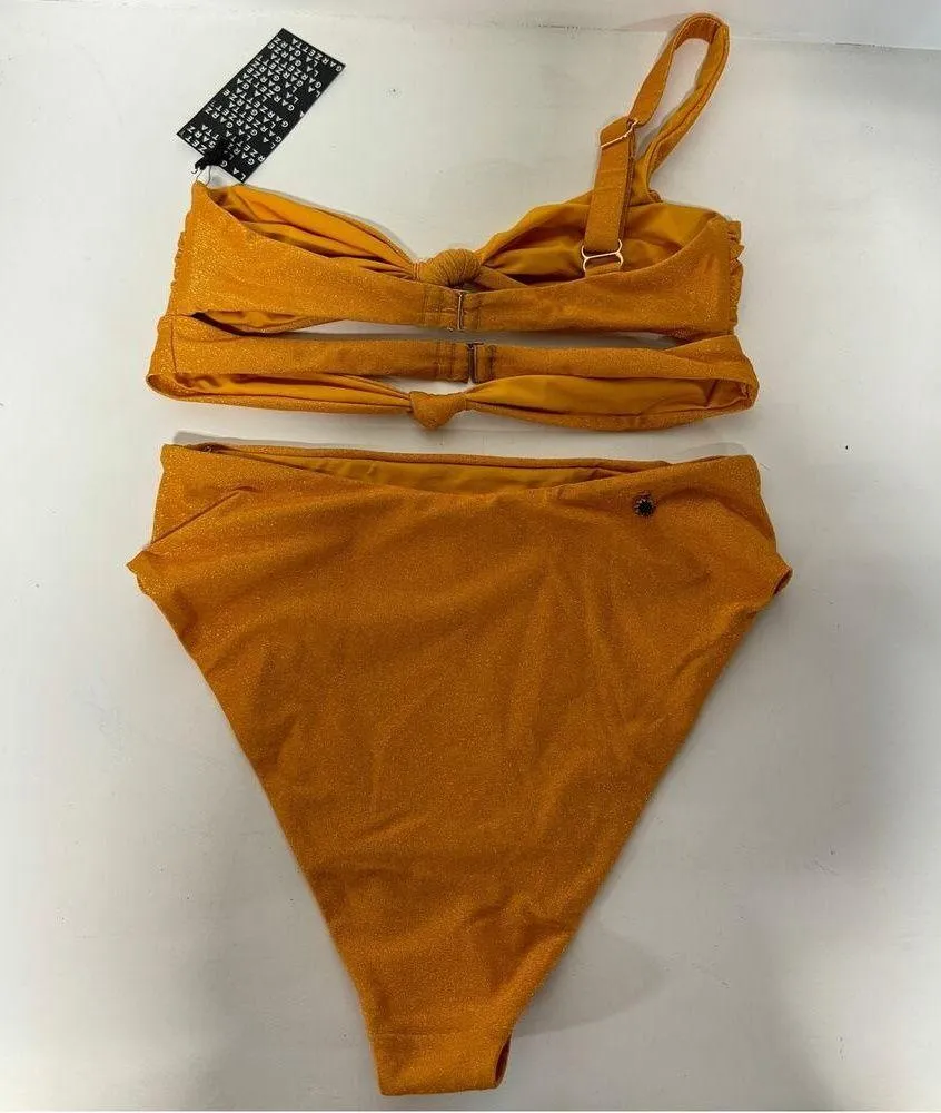 NWT The Garzetta Roca Double Knot Top & High Waisted Bikini Set Yellow Women's M Size M - Image 8