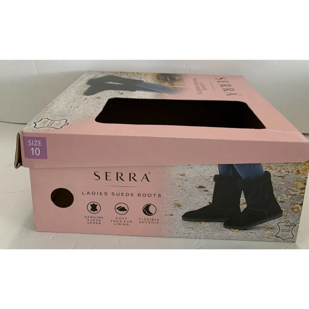 Serra boots Black 10 New NWB Suede Leather Upper Faux Fur Lining Comfortable - Image 6