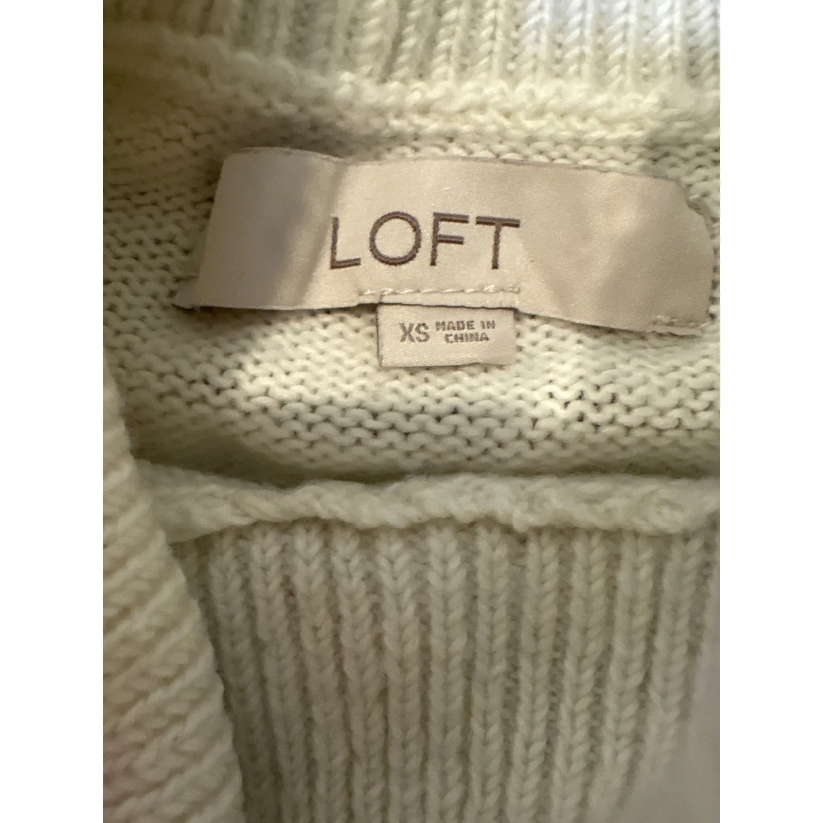 LOFT Cream White Knit Turtleneck Sweater Raglan Sleeve Casual Cozy XS - Image 3