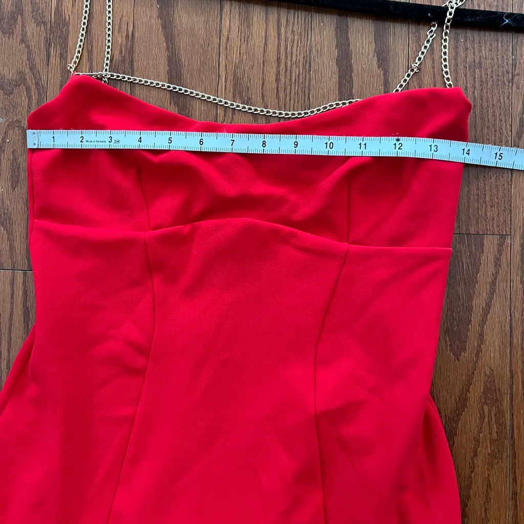 NOOKE Red Chain Strap Mini Dress M - Image 6