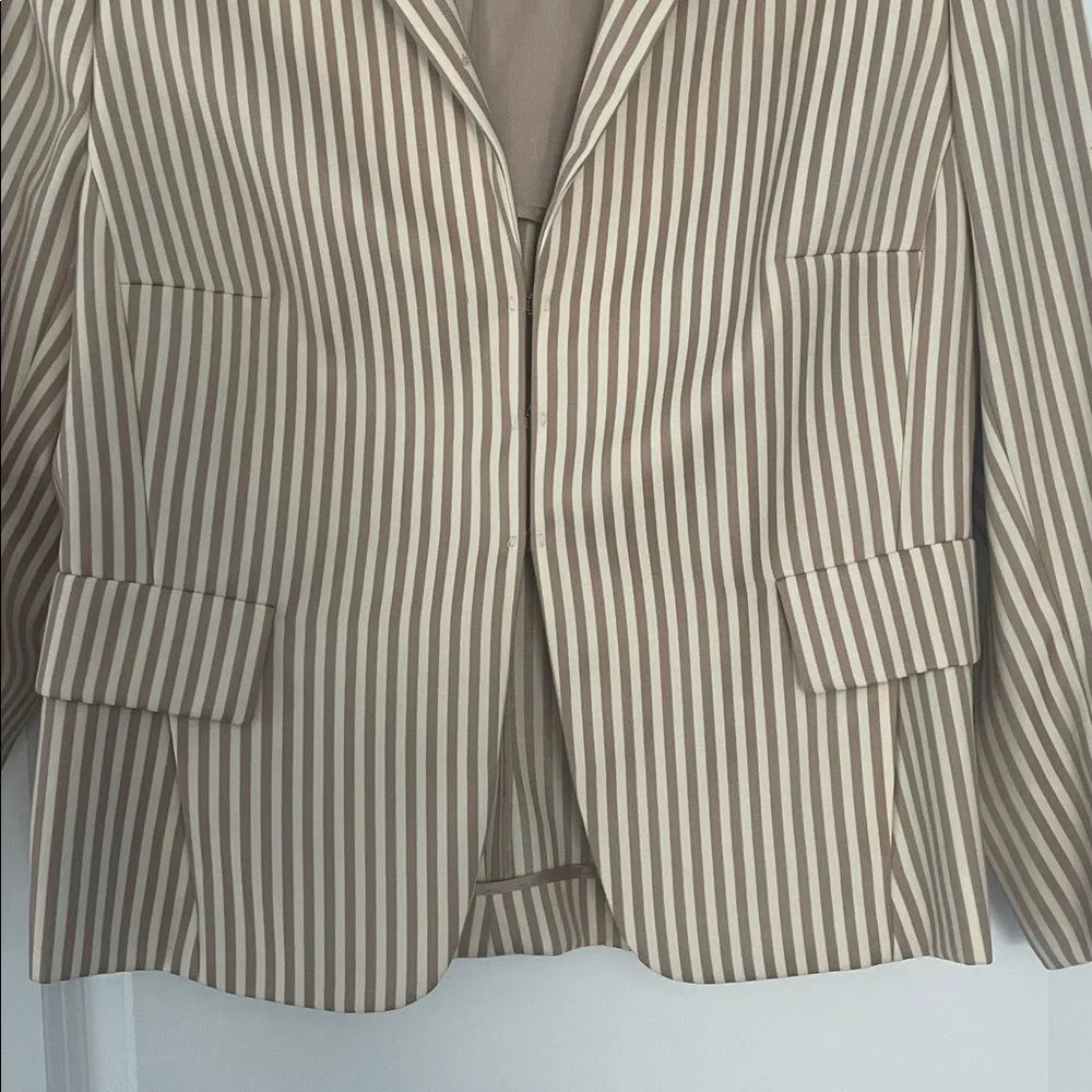 Akris Punto Wool Striped Blazer Hidden Closures Size 12 - Image 6
