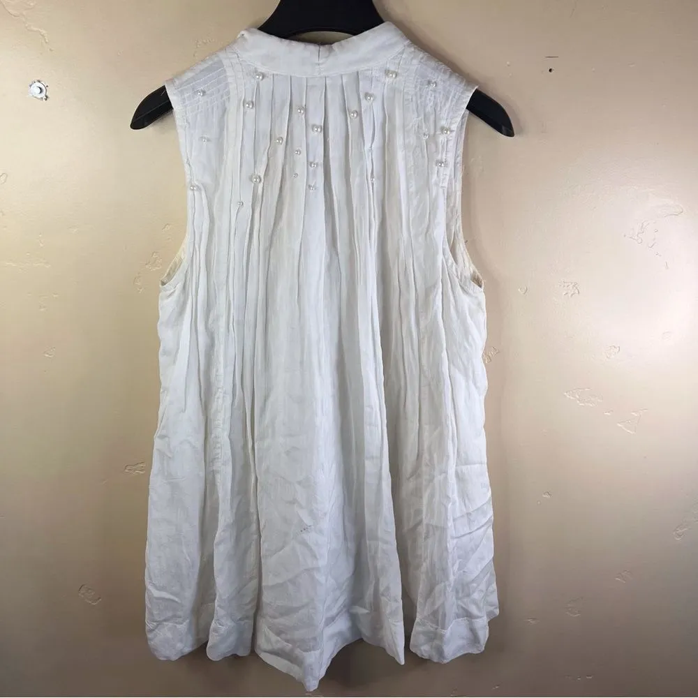 Anthropologie Feather and Bone Womens Sleeveless Beaded Tie Blouse Size‎ Small - Image 7