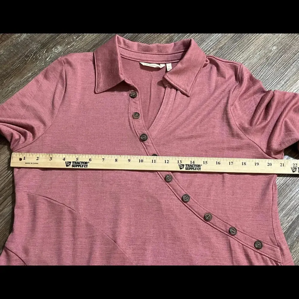 Soft Surroundings Pink Button Accent Oversized Collar Fall Tunic Pull Over Large - Image 10