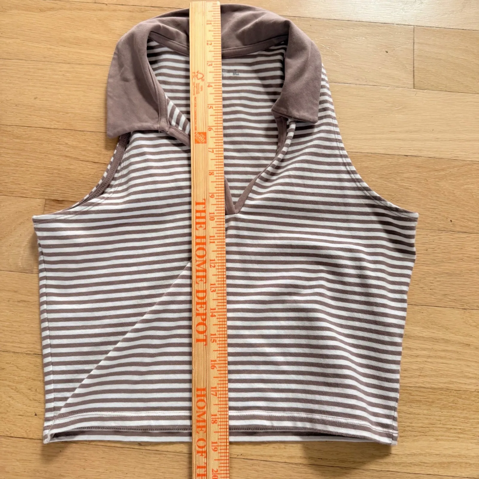 Abercrombie Fitch Striped Collared Crop Tank Top Women's Medium Soft Essentials - Image 2