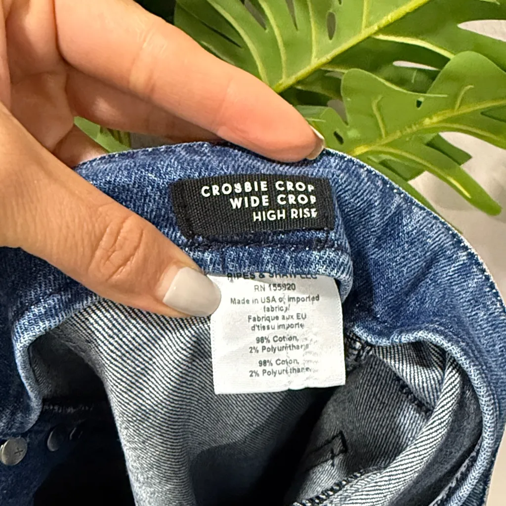 Veronica Beard Crosbie Crop wide crop High Rise Bright Blue Wash Jeans - Image 12