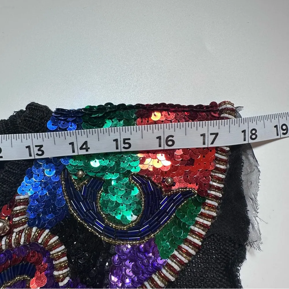 Vintage 80s 90s Sequin Collar Neck Brace Necklace Black - Image 6