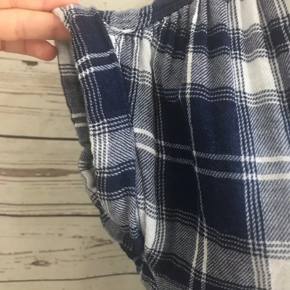 Cloth & Stone Women's Ombre Plaid Short Sleeve Button Front Top Blue White Sz S - Image 4