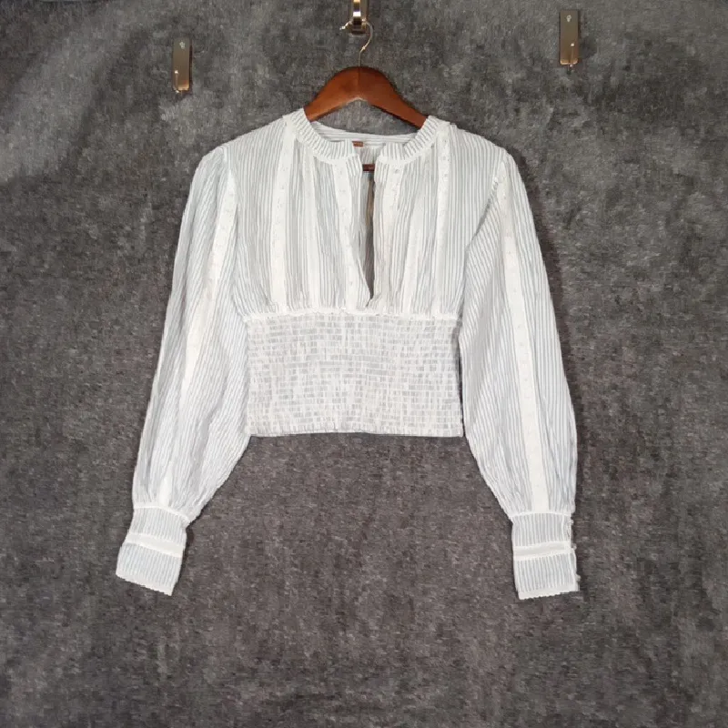Free People You Look Good Boho Cropped Long Sleeve Smock Waist Xs/TP - Image 3