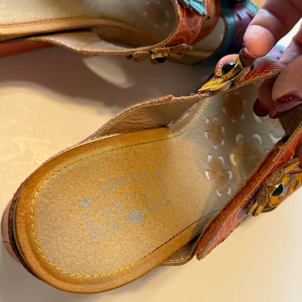 Spring Step L'Artiste Women's Adelanda Slide Sandal leather floral bohemian sz 8 - Image 5