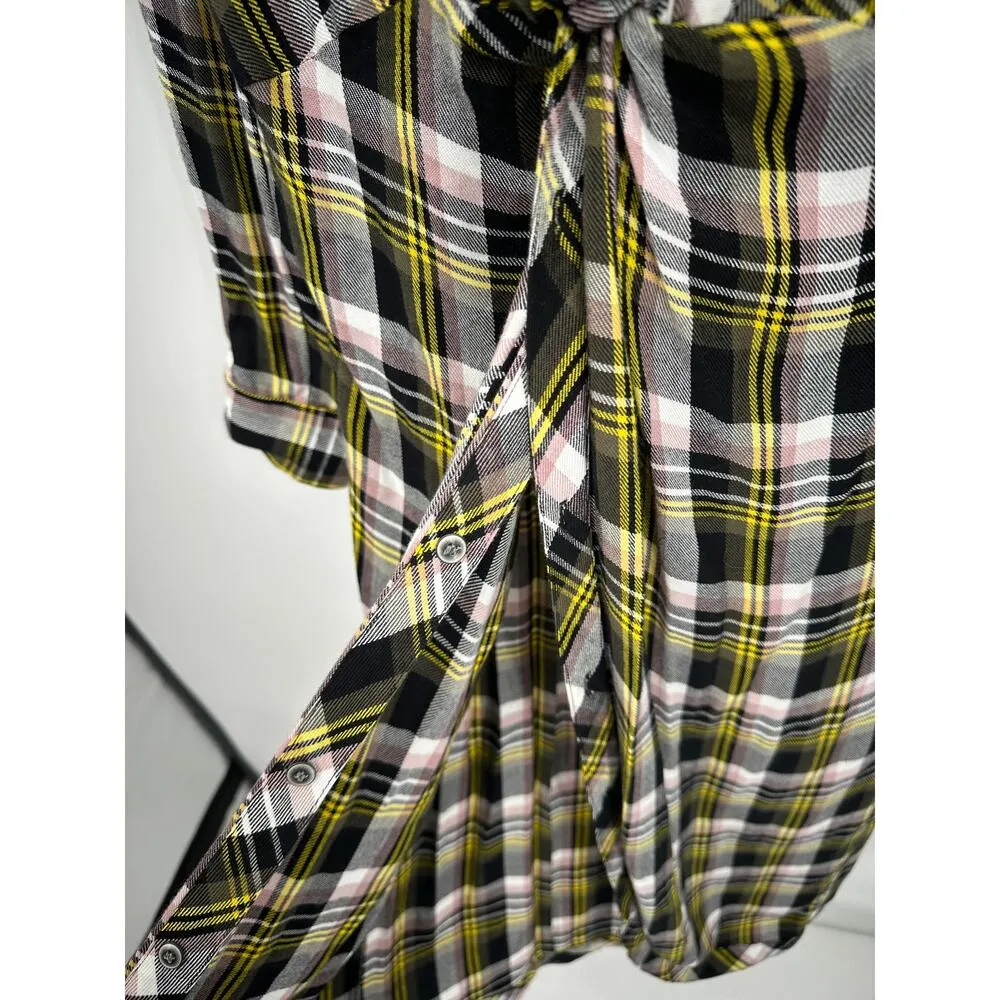 Caslon Dress Women Large Plaid Button Down Flannel Dress Twist Front Rayon NWT - Image 7