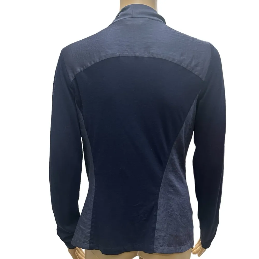 AMS Pure Blue Zip Up Moto Style Cotton Lyocell Blend Jacket Imported Womens 6 - Image 2