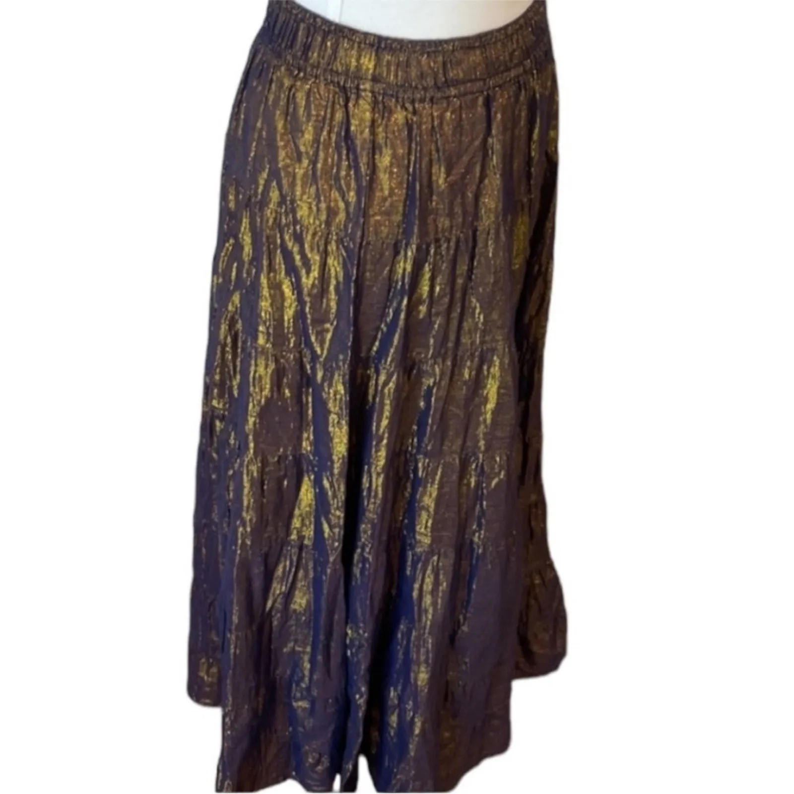 Vintage Maxi Skirt XS Boho Long Peasant Cottage Prairie Festival Metal RARE 90s Purple - Image 9