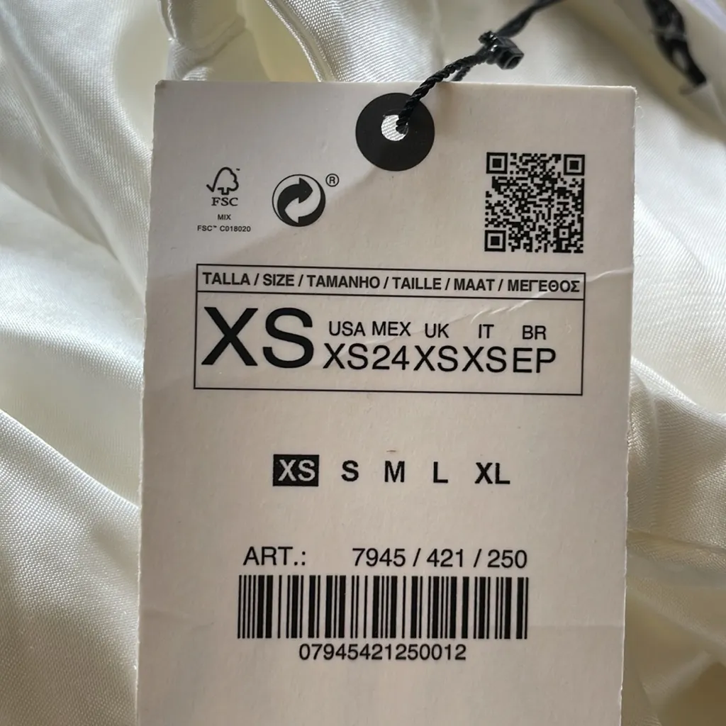 NWT ZARA SATIN EFFECT RUCHED DRAPED SHIRT DRESS BLOGGERS FAV IVORY XS - Image 6