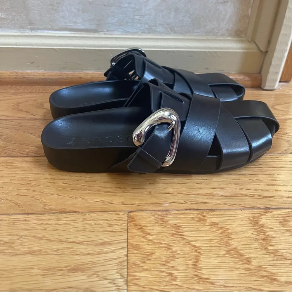 Aerosoles Women's Liberty Mule fisherman sandals black genuine leather Sz 7.5 - Image 4