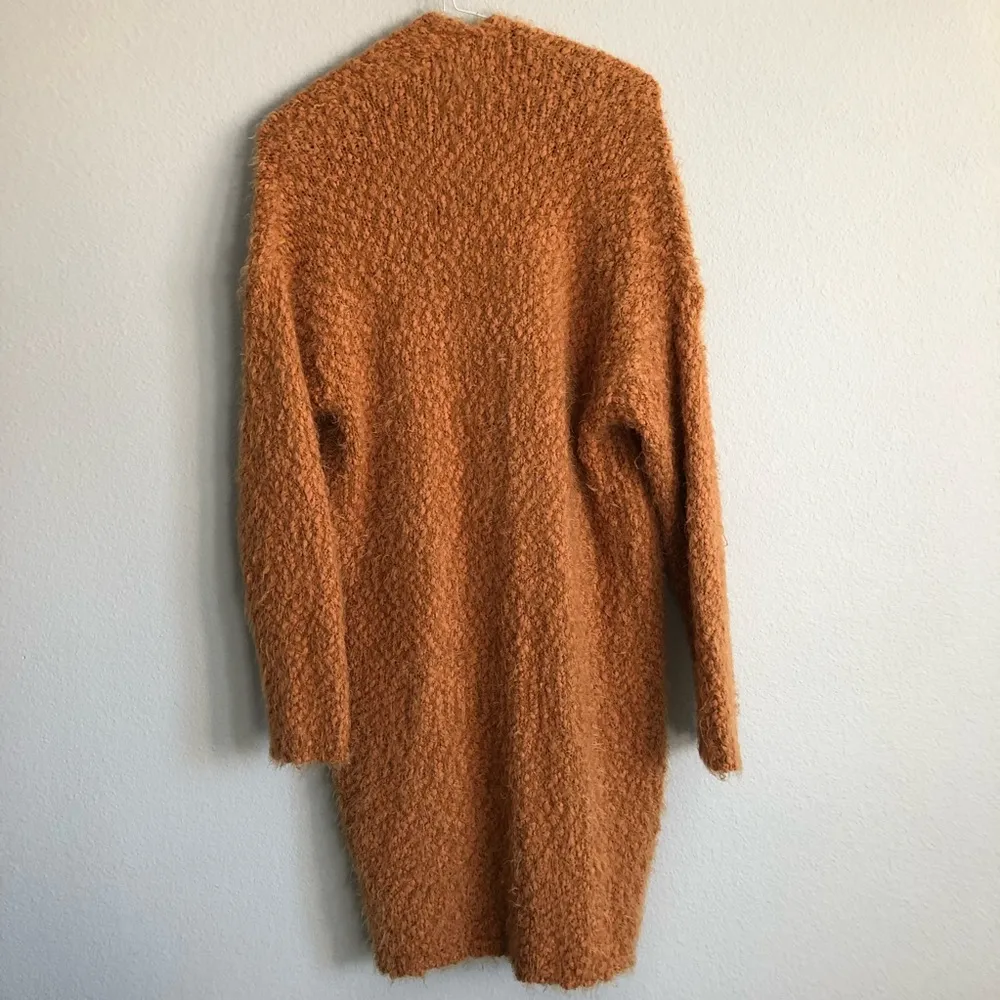 Dreamers Mustard Yellow/Orange Fuzzy Popcorn Open Long Cardigan. Size Medium - Image 3