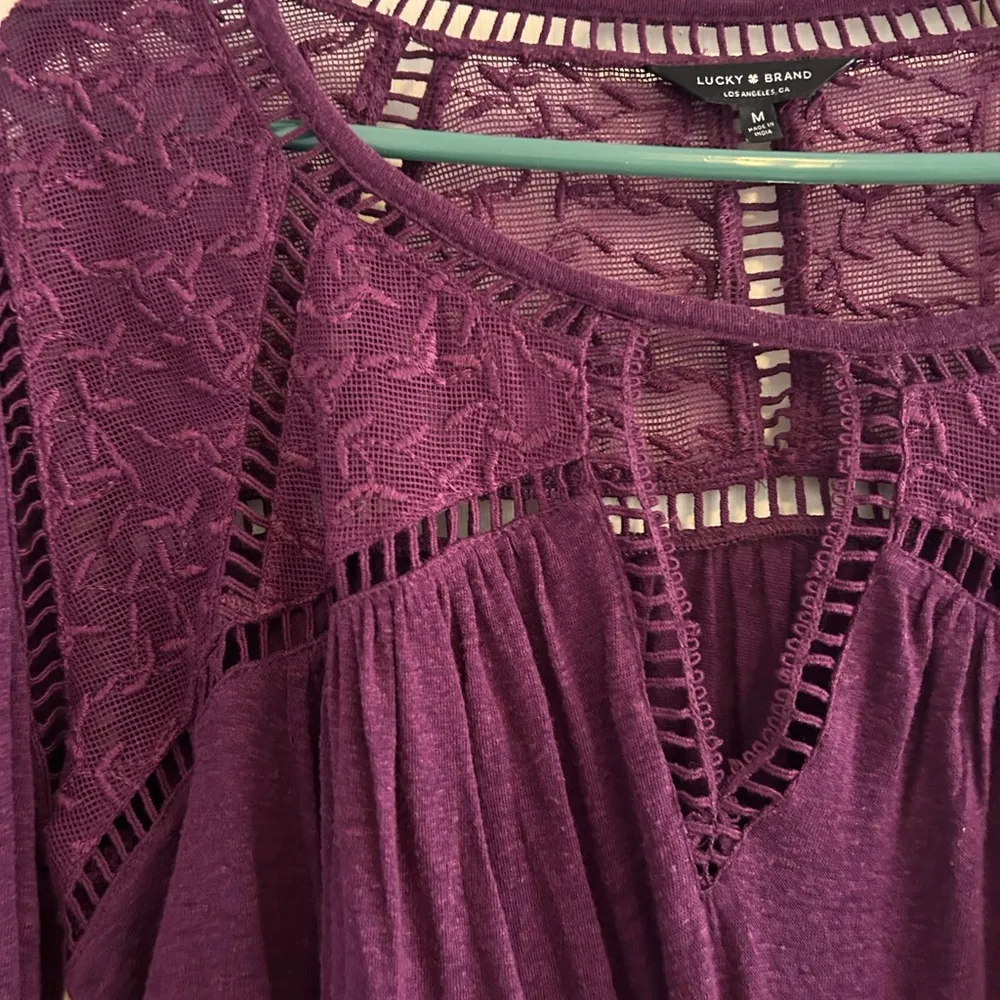 Purple Sexy Lace Lucky Brand Size M Bell Sleeve - Image 2