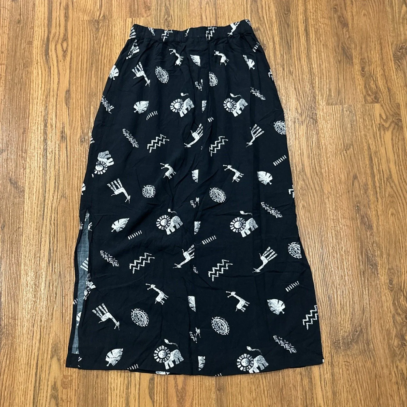 Leslie Fay Haberdashery Maxi Skirt Womens Small Petite Black Artsy Teacher - Image 6