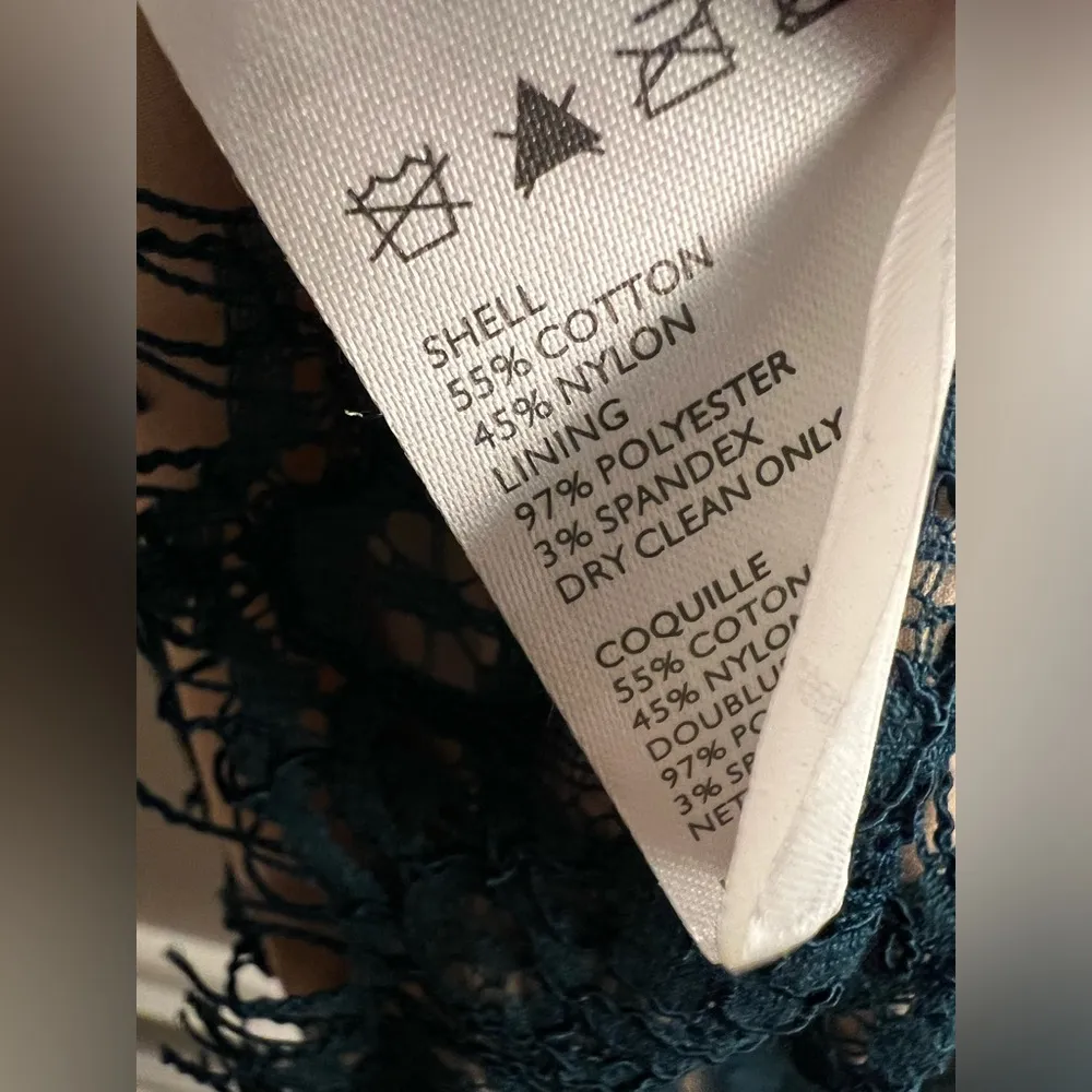 MAEVE Elsa Teal Cream Lace Peplum Women’s Dress Sz M - Image 6