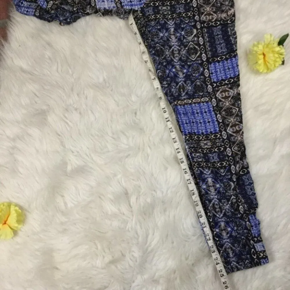 Joe B Boho Blue Pattern Stretchy Light Joggers Size Small Rayon - Image 5