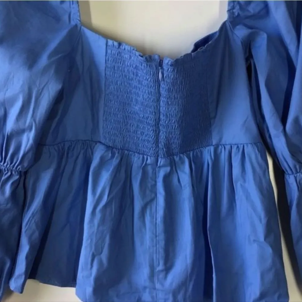 Jaxley Puff Sleeve Square Neck Blouse Blue - Image 8