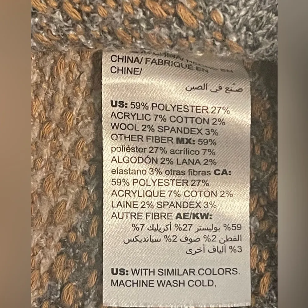 Chico’s Sz 2 Striped Knit Shawl Cardigan Coatigan Open Front Safety Pin Closure - Image 7