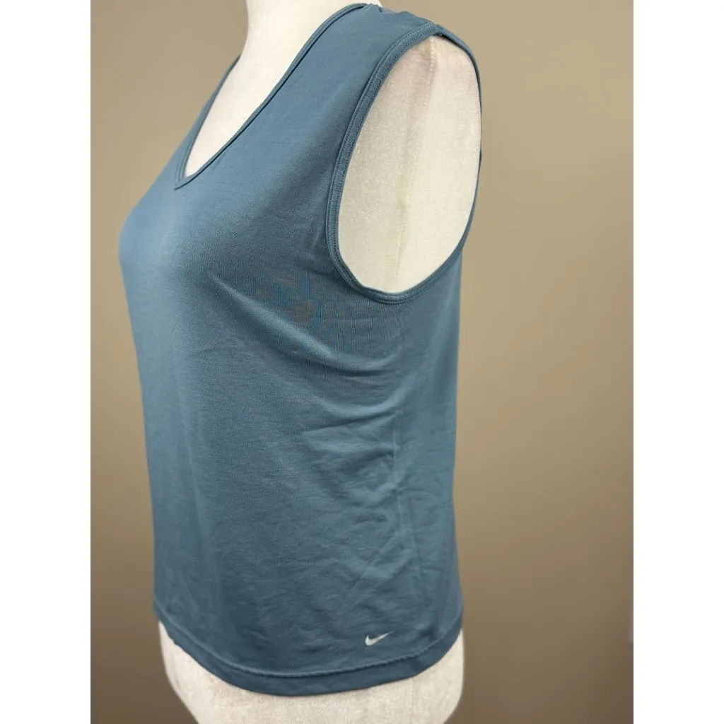 Nike Blue Sleeveless V-Neck Tank Top Womens  M Lightweight Stretch Athleisure - Image 2