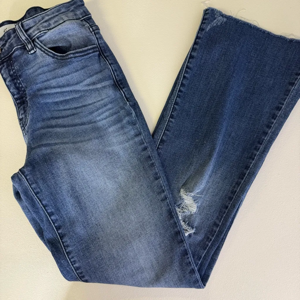 KanCan Distressed Denim Flare Jeans Blue Size 27 - Image 6