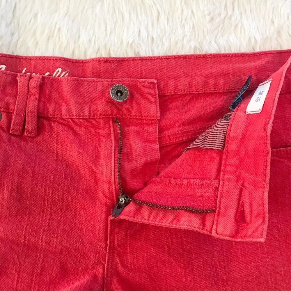 MADEWELL Red Denim Jean Cutoff Low‎ Rise Shorts Distressed Daisy Dukes Size 29 - Image 4