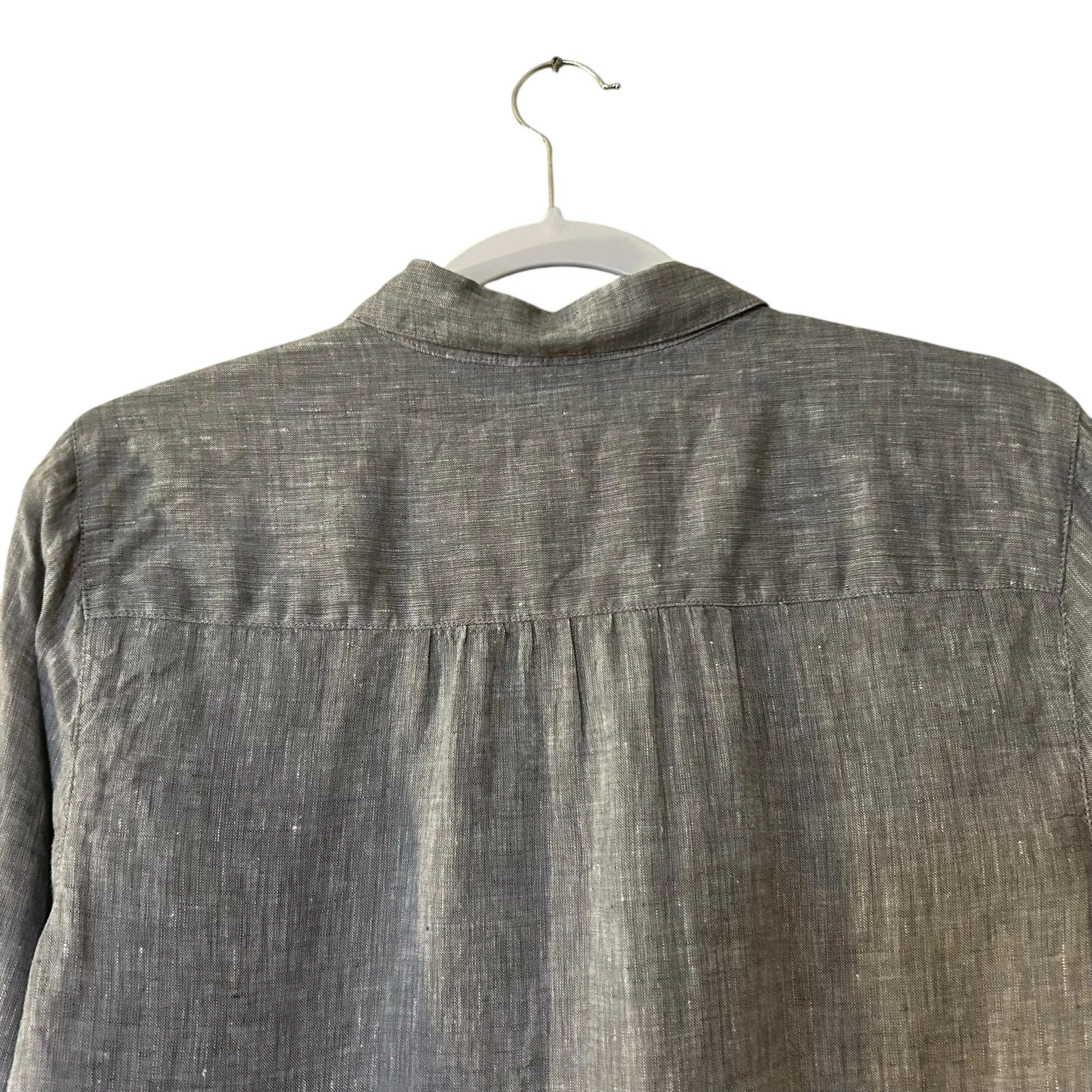 J. Jill Love Linen Blouse Tunic 100% Linen Heather Gray SZ Med Office Preppy - Image 7