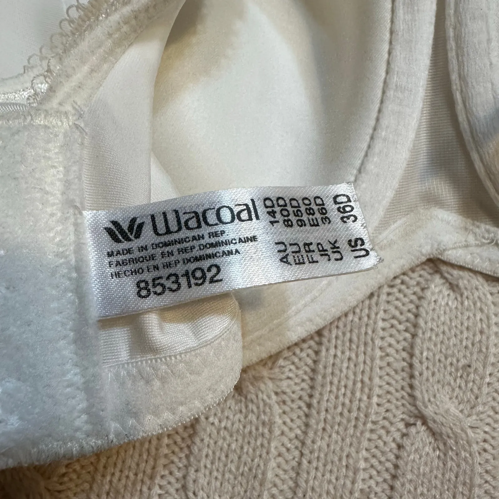 Wacoal Basic Beauty Underwire T-Shirt Bra sz 36D Wacoal 853192 sz 36D White - Image 4