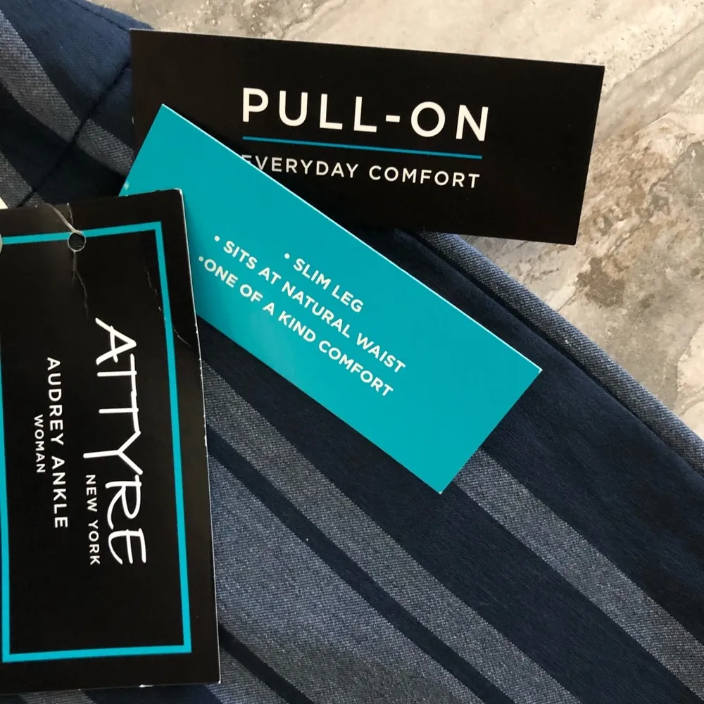 Attyre Audrey Ankle Pull-On Pants Navy Striped Cropped Stretch Plus Size 24W NWT - Image 6