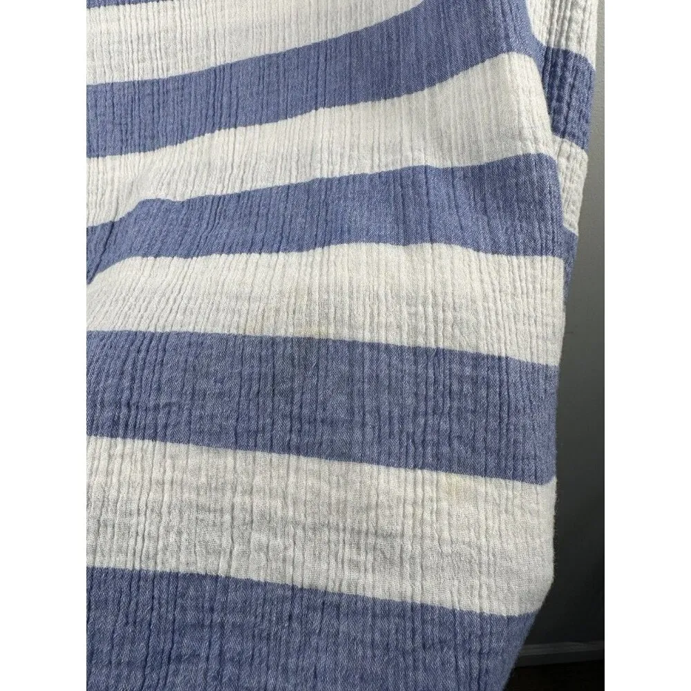 Shana Dress Midi Medium Cowl Neck Striped Short Sleeve Cotton Beachy Nautical Blue - Image 5
