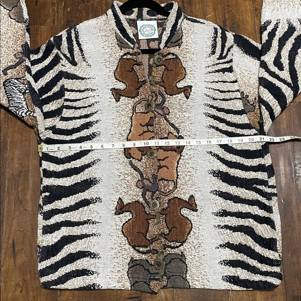 Sugar Street Weavers Safari Art to Wear Tapestry Jacket Vintage Size S - Image 12