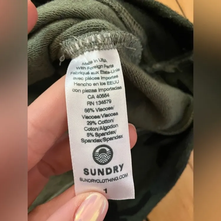 Sundry Anthropologie Neon Sleeve Camo Crewneck - Image 3