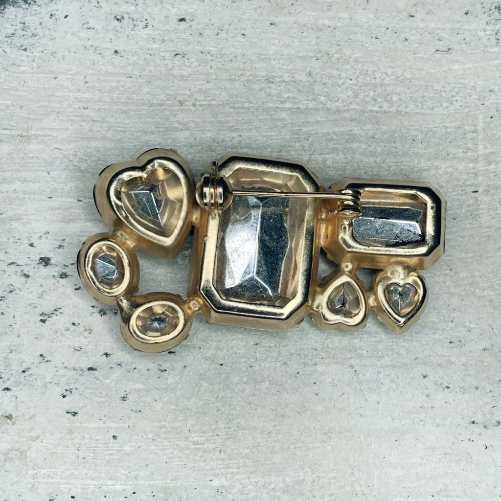 292. Vintage Multicolor Bling Brooch Blue - Image 2