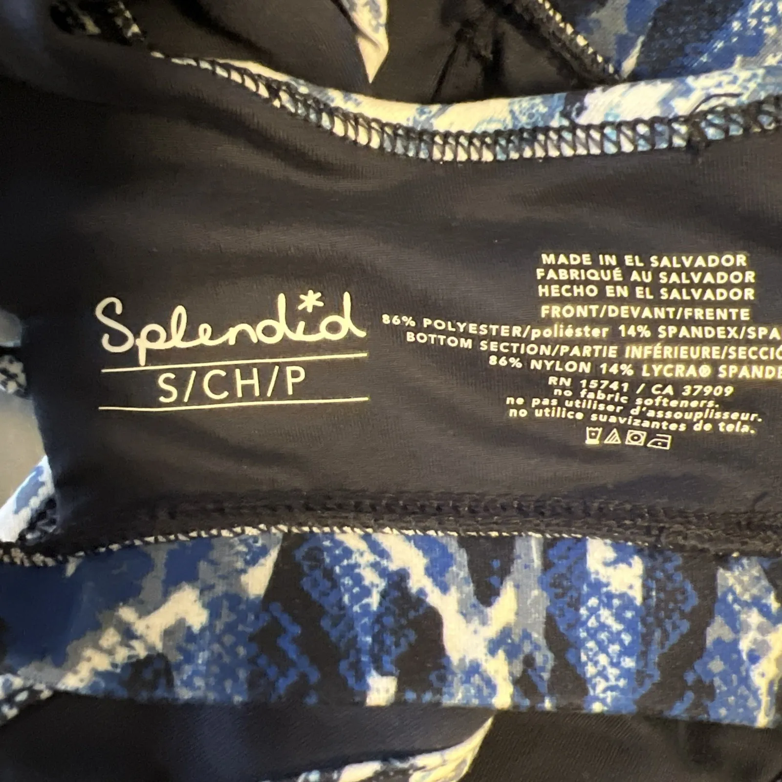 Splendid Studio To Street Blue Snakeskin Print Lace Up Back Sports Bra S New - Image 5