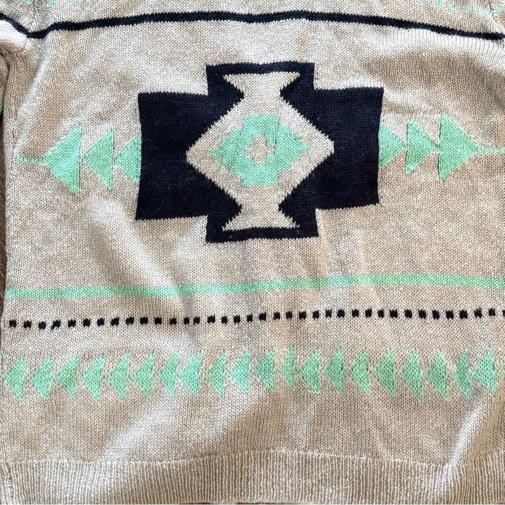 Roxy Women’s Aztec Knit Cardigan Sweater Large Acrylic Y2K Boho‎ Vintage Surf - Image 5